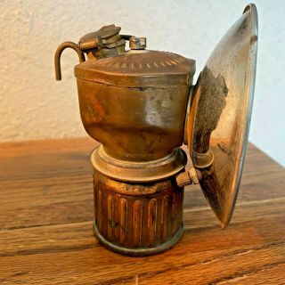 Vintage Streamlined Justrite Miners Lamp Carbide Lantern