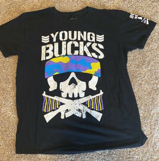 Njpw Aew Young Bucks - Bullet Club Camo Tee Shirt Size Xl