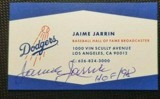 Autographed Jaime Jarrin Business Card W/loa Los Angeles Dodgers Hall Of Fame