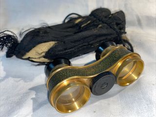 Vintage Bausch &.  Lomb Brass Opera Glasses Binoculars W/ Bag Shape