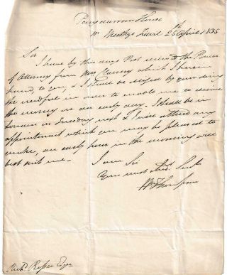 William Thompson - Handwritten Letter 1835 (lord Mayor Of London & Mp)
