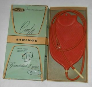 Old & Worn Vintage Davol Comfy Syringe Enema Bag W/ Walgreens Hot Water Bottle