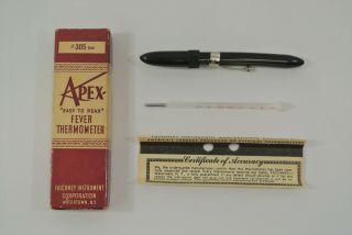 Apex Vintage Fever Thermometer 305 Oral " Easy To Read " Includes Certificate Vg