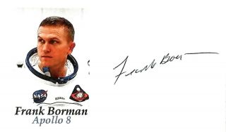 Frank Borman Apollo 8 Commander Astronaut Autograph Signed Card