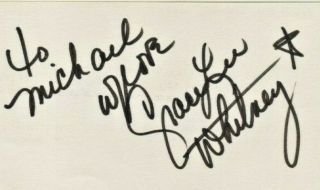 Grace Lee Whitney Autograph Index Card Played Janice Rand On " Star Trek " Tv Show