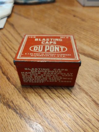 Vintage Dupont Metal Blasting Cap Box No.  6 - 100 2
