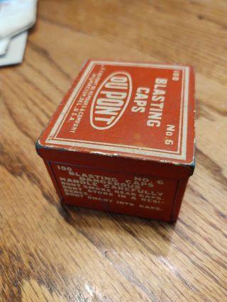 Vintage Dupont Metal Blasting Cap Box No.  6 - 100 3