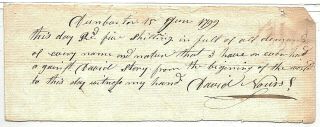 Dunbarton Hampshire 1799 David Norris Settles Debts From Beginning Of World