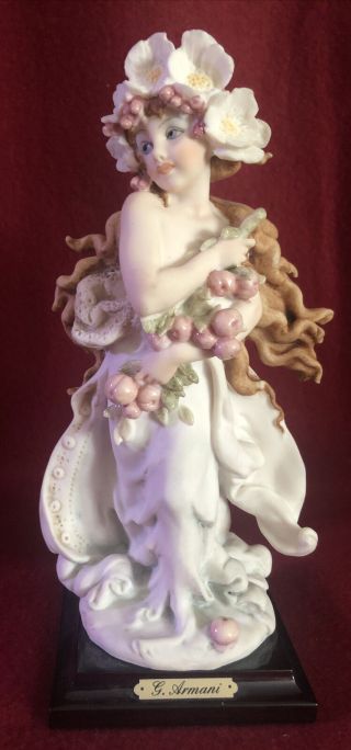 G.  Armani,  " Four Seasons " Girl W/ Apples 8” Figurine 1986 Florence Italy.  Exc