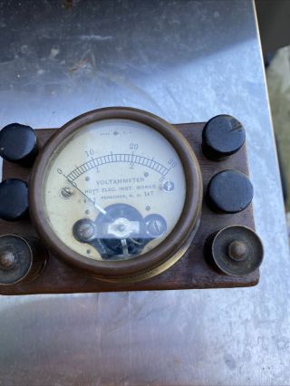 Antique Hoyt Rotary Volt Ammeter Old Electric Auto Test Power Gauge