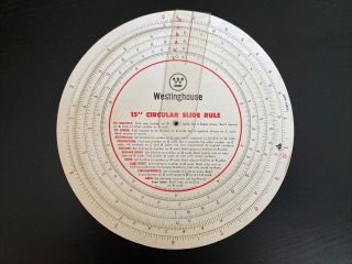 Vintage Westinghouse 15 " Circular Calculator Slide Rule Converter 1964 Perrygraf