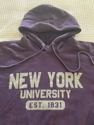 York University Nyu Violets Hoodie Sweatshirt L Pre - Owned Mv Sport