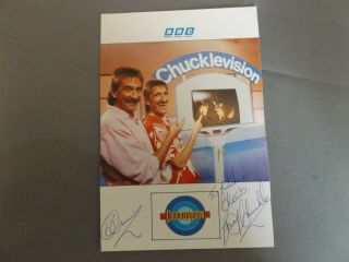 Hand Signed 6 " X 4 " Photo Card - Barry & Paul Chuckle - Chucklevision Bbc