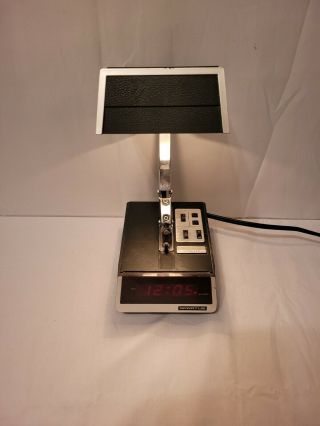 Vintage Desk Lamp With Digital Alarm Clock Spartus Retro Great Shape
