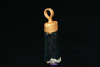 Ancient Roman Glass Iridescence Color Pendant With Gold Plated Mount