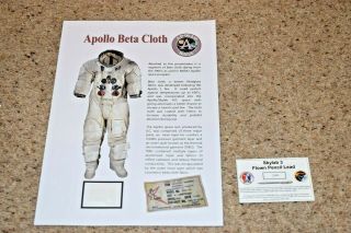 Skylab Flown Pencil Lead And Apollo Beta Cloth - Nasa,  Space,  Neil Armstrong