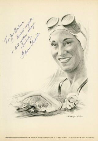 Florence Chadwick - 1st Woman To Swim The English Channel Both Ways/signed Print