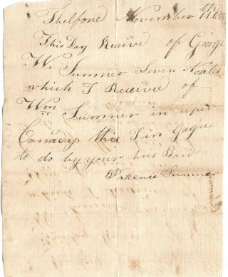 Revolutionary War Connecticut Receipt1800 From Patience Sumner For Army Notes