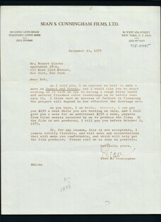 Sean Cunningham 1974 Signed Letter to Clarke (MAD artist) Friday the 13th Dir 2