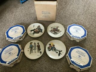 1975 Norman Rockwell Four Seasons Plates Limited Ed.  Gorham Set Of 4