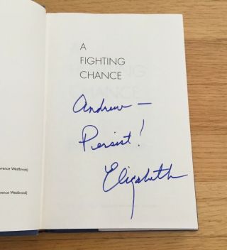 Elizabeth Warren 2020 President Candidate Signed Autograph Fighting Chance Book