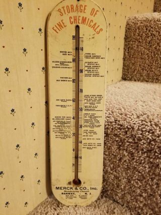 Medical Collectibles Large Wooden Thermometer Merck & Co.  Advertising Piece