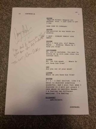 Signed Danny John - Jules Red Dwarf Script Page With Quote The Cat
