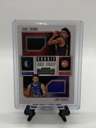 2018 - 19 Panini Contenders Rookie Ticket Trae Young Luka Doncic Rc Dual Jersey