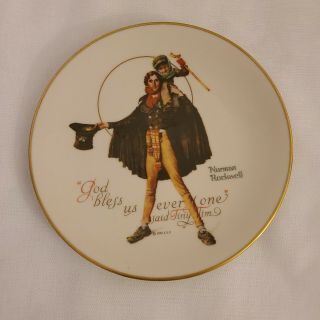 Vintage Gorham 1974 Christmas Annual Collector Plate Norman Rockwell Tiny Tim