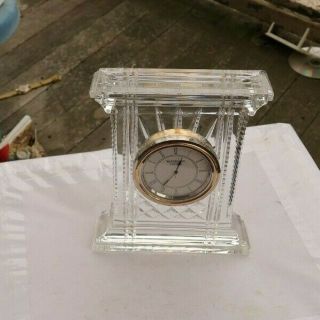 Rare Vintage 7 " Waterford Crystal Glass Shelf Mantel Clock 50th Anniversary Look