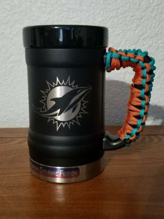 Miami Dolphins 15oz Stainless Steel & Ceramic Coffee Mug.