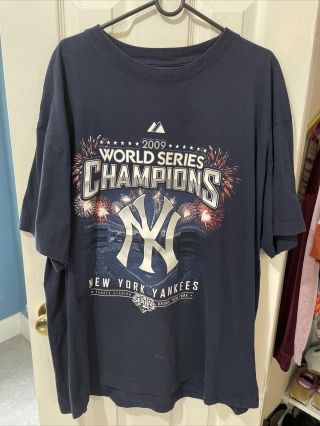 York Yankees Men’s Shirt 2009 World Series Champions Blue Majestic Size 3xl
