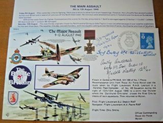 Battle Of Britain Pilots Multi Signed B.  O.  B Cover Includes Flt Lt Andy Anderson