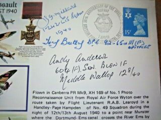 BATTLE OF BRITAIN PILOTS MULTI SIGNED B.  O.  B COVER INCLUDES FLT LT ANDY ANDERSON 2