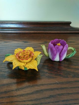 Vintage - Ceramic Hand Crafted Miniature Flower Teapots