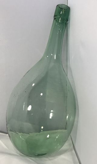 Vintage Round Bottom Wine Bottle Green Glass 12” Antique Great Home Decor F53