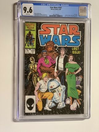 Star Wars 107 Cgc 9.  6 White Pages Marvel Comics 1986 Last Issue