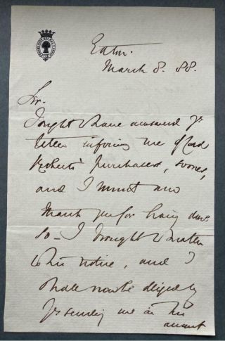 Hugh Grosvenor,  Duke Of Westminster,  Signed Letter,  1888