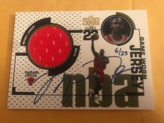 Michael Jordan 98 - 99 Upper Deck Game Jersey Autograph Patch Auto /23 Custom Art