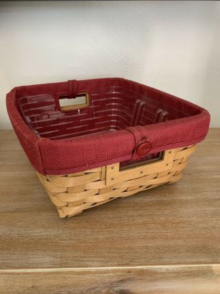 Longaberger Small Storage Solutions Basket With Paprika Liner & Protector