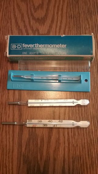 3 - Vintage Fever Thermometers - 1 Usa (b - D) & 2 German - No Mercury Rare