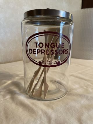 Vintage A.  S.  Aloe Co.  Tongue Depressors Glass Canister