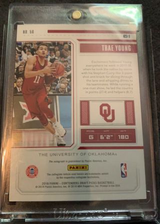 2018 Panini Contenders Draft Picks Trae Young Rookie Auto Autograph 05/15 3