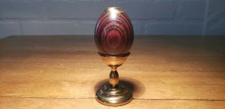 Vintage Van Court Usa Kaleidoscope Wood Egg Shaped With Brass Stand