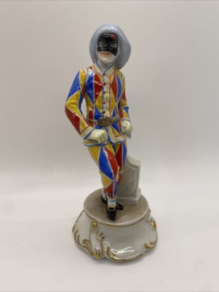 Luigi Fabris Italy Capodimonte Harlequin Man Porcelain Figurine