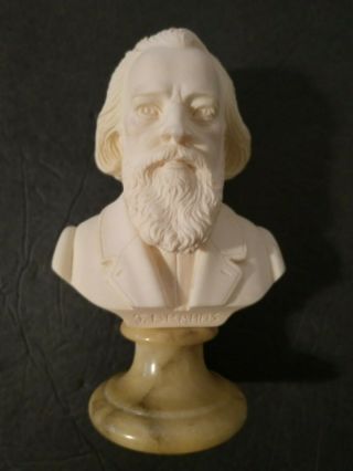 Vintage Detailed Bust Of J Brahms Marble Base 6.  5 Inch