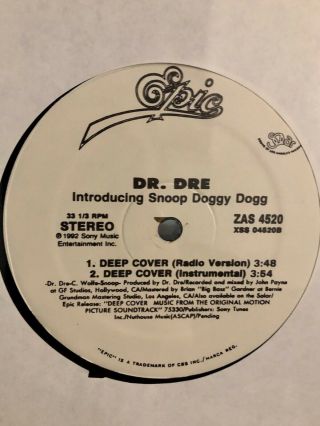 Dr Dre Ft Snoop Dogg - Deep Cover (1992) Very Rare 12” Single Vinyl Epic Rap Ex