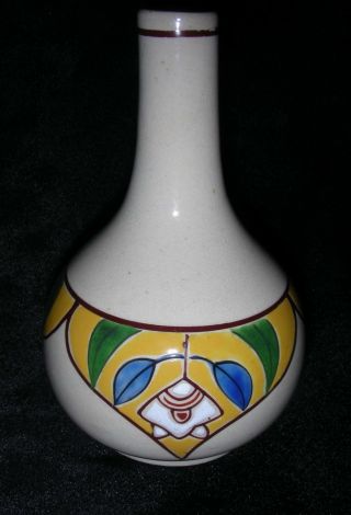 Antique Enameled Floral Arts & Crafts Pottery Bud Vase - Deco - Nouveau