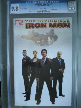 Invincible Iron Man 1 Movie Variant Cgc 9.  8 Wp Marvel 2008 Cast Photo Cover