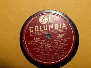 I Must Have That Man/foolin Myself - Teddy Wilson/billie Holiday - Columbia 78 Rpm